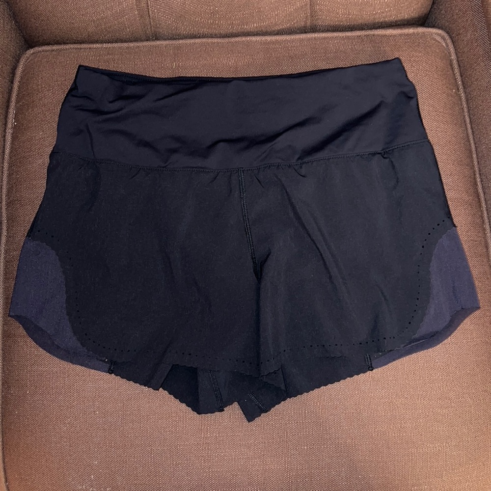 lululemon athletica Black Athletic Shorts with Subtle Navy Panels